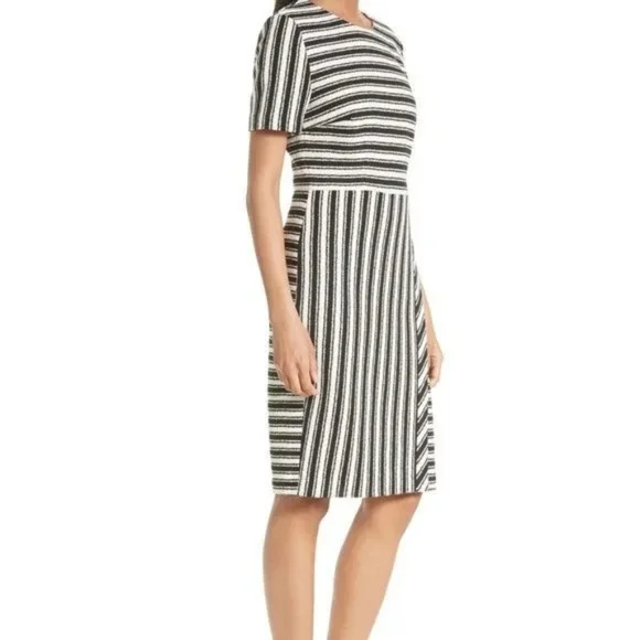 Hugo Boss - Haripela Black and White Striped Sheath Dress - Size 4 - Picture 2 of 9